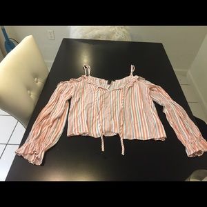 Pink and blue blouse off the shoulder used once